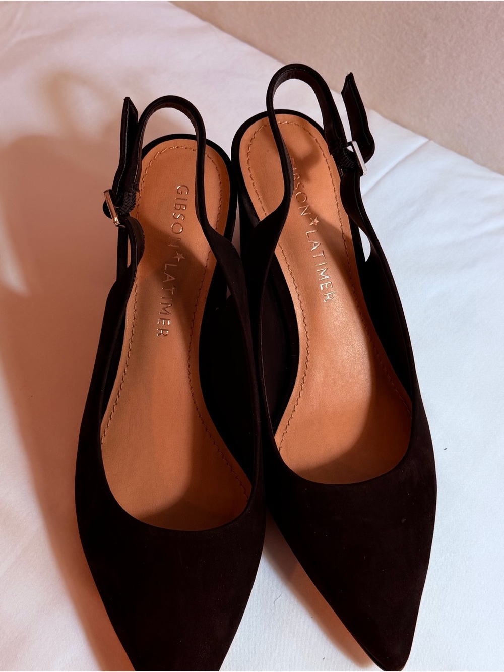 Gibson Latimer Black Pointed Slingback Heels